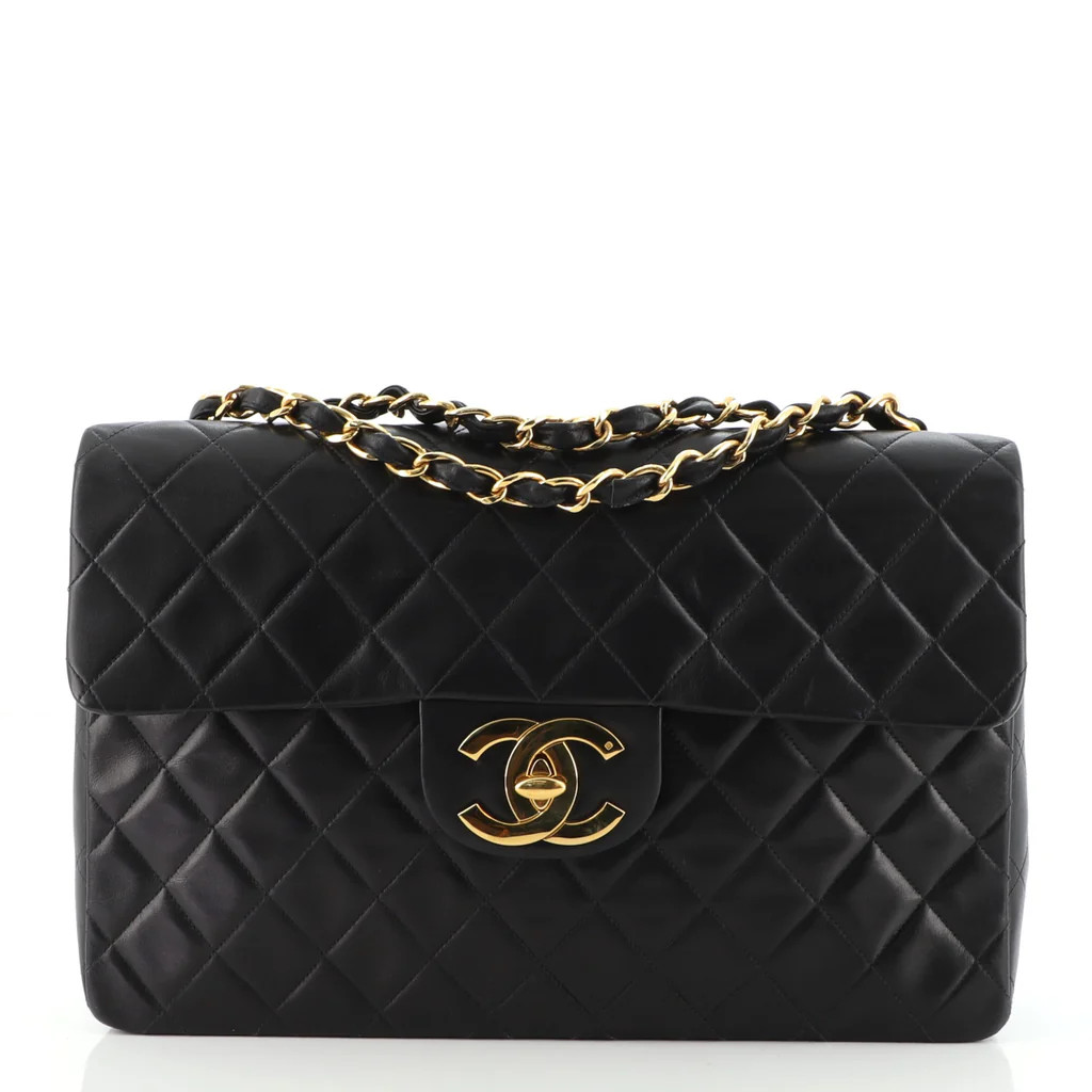 Chanel Vintage Classic Single Flap Bag Quilted Lambskin Maxi Black 12433934 | Rebag