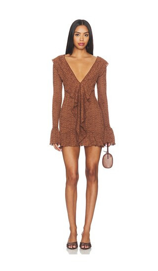 MORE TO COME Breina Mini Dress in Brown. - size M | Revolve Clothing (Global)