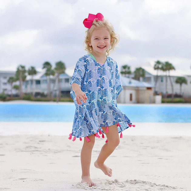 Blue Leaf Print Swim Cover Up | Classic Whimsy