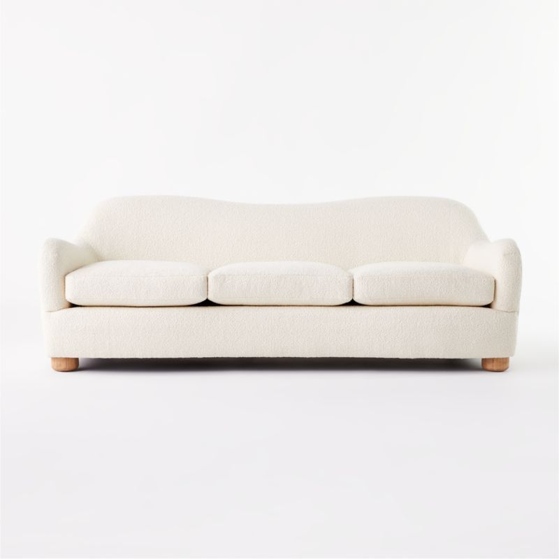 Bacio 86.5" Cream Boucle Sofa with Bleached Oak Legs by Ross Cassidy + Reviews | CB2 | CB2