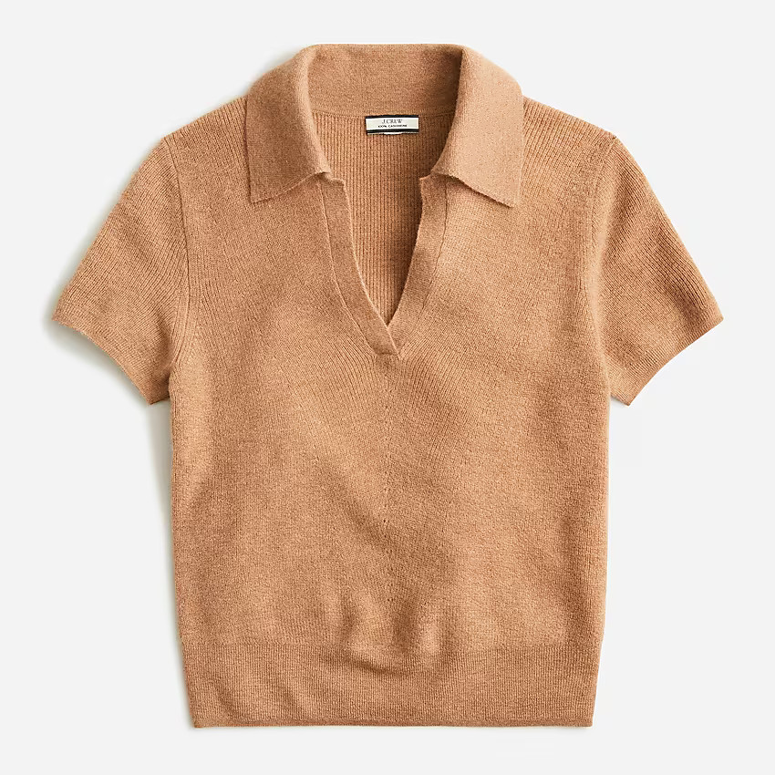 Featherweight cashmere collared short-sleeve sweater | J. Crew US