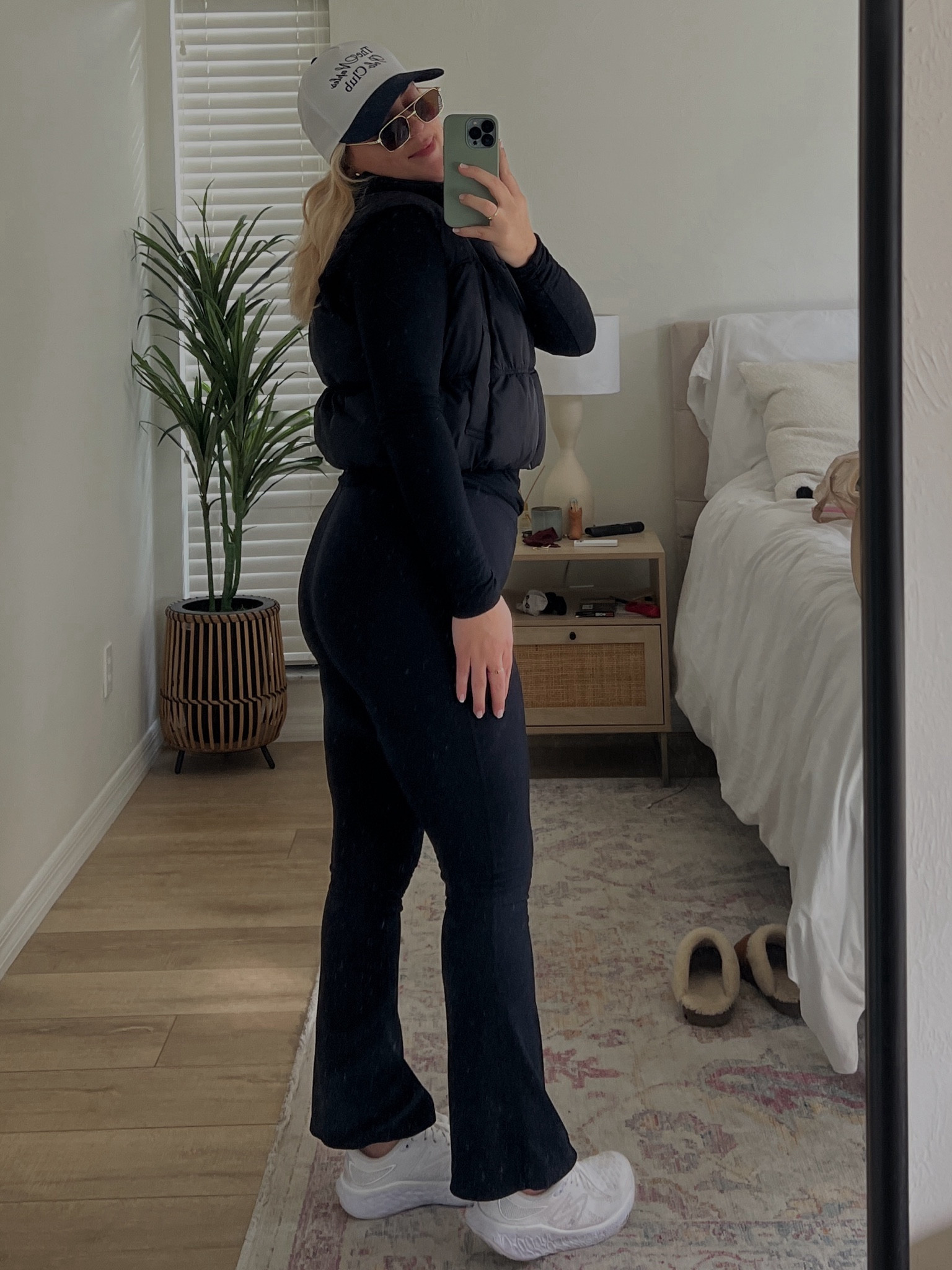 When it hits below 65° in Florida you gull out the puffer vest. 

This is my go to Sunday errands outfit. 
Trucker hat✔️
Flared leggings ✔️
Thin turtleneck ✔️
Cropped Puffer vest✔️
Sneakers✔️

#LTKMostLoved #LTKstyletip #LTKmidsize