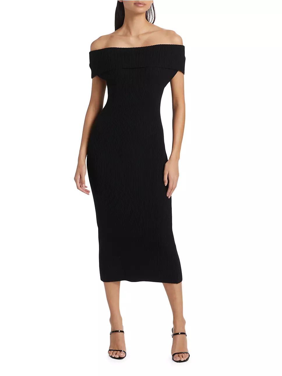 Quincy Wool Off-The-Shoulder Midi-Dress | Saks Fifth Avenue