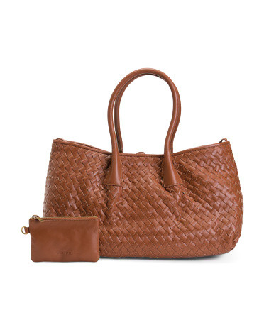 Leather Alina Hand Woven Large Tote | TJ Maxx