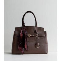 Dark Brown Faux Leather Belted Scarf Tote Bag New Look | New Look (UK)