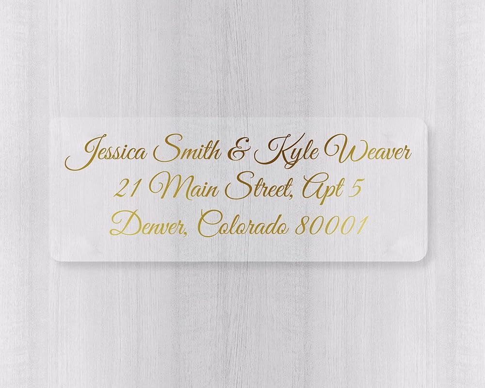 60ct - Gold or Color Foil Wedding Invitation Return Address Labels, Clear Transparent Return Addr... | Amazon (US)