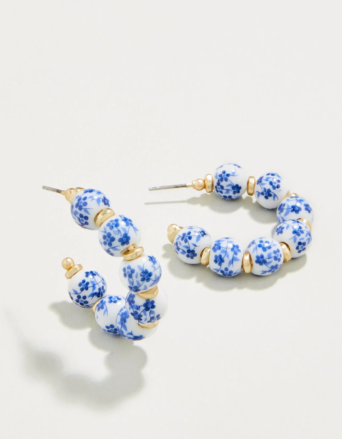 Annabelle Beaded Hoop Earrings Blue Flowers | Spartina 449