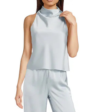 Antonio Melani Callie Halter Cowl Satin Sleeveless Blouse - L | Dillard's