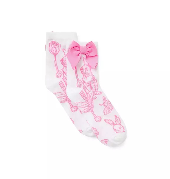 Bunny Toile Bow Sock | Janie and Jack