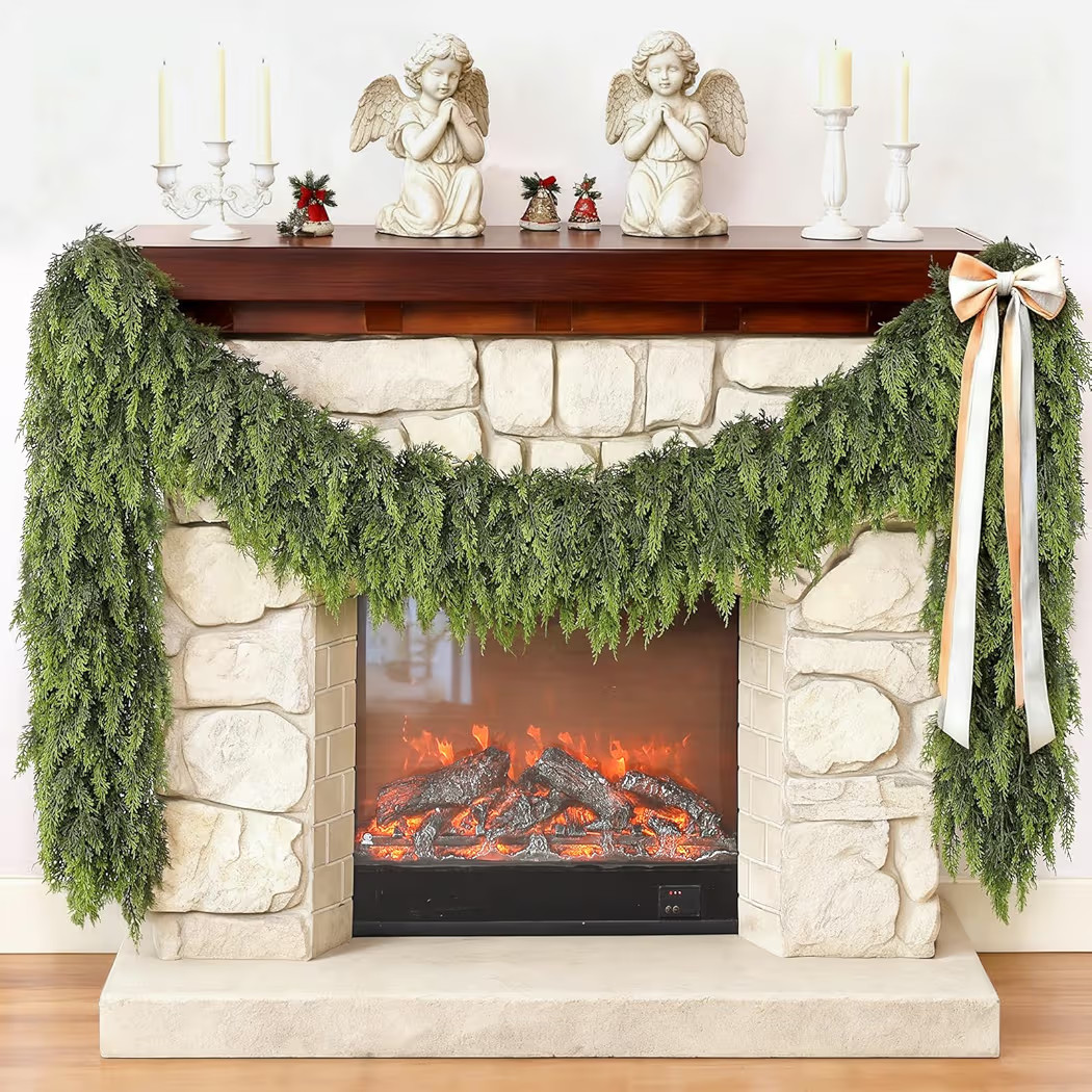 5FT Cedar Garland for Fireplace - Artificial Christmas Garland Thick and Lush Realistic Faux Ceda... | Amazon (US)