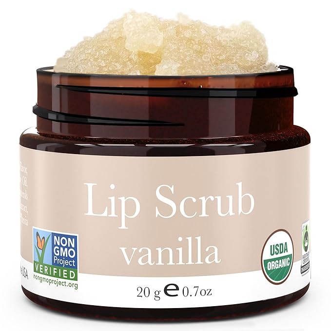USDA Organic Lip Scrub Vanilla - USA Made All Natural Lip Exfoliator, Stocking Stuffers for Women... | Amazon (US)