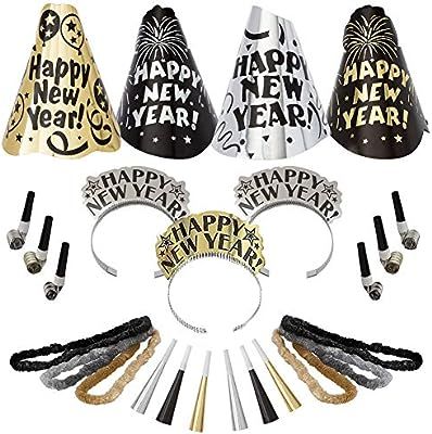 Amscan Evening Sparkle 2021 New Year's Eve Party Kit for 50, Includes Cone Hats and Glitter Tiara... | Amazon (US)