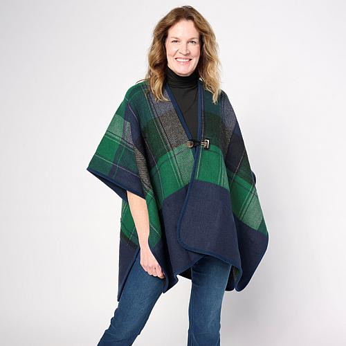 Vince Camuto Reversible Woven Plaid Topper - Multi - Plus | HSN