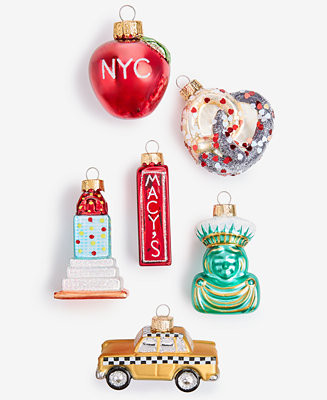 Holiday Lane Heritage Set of 6 New York Glass Mini Ornaments, Macy's Exclusive - Macy's | Macy's