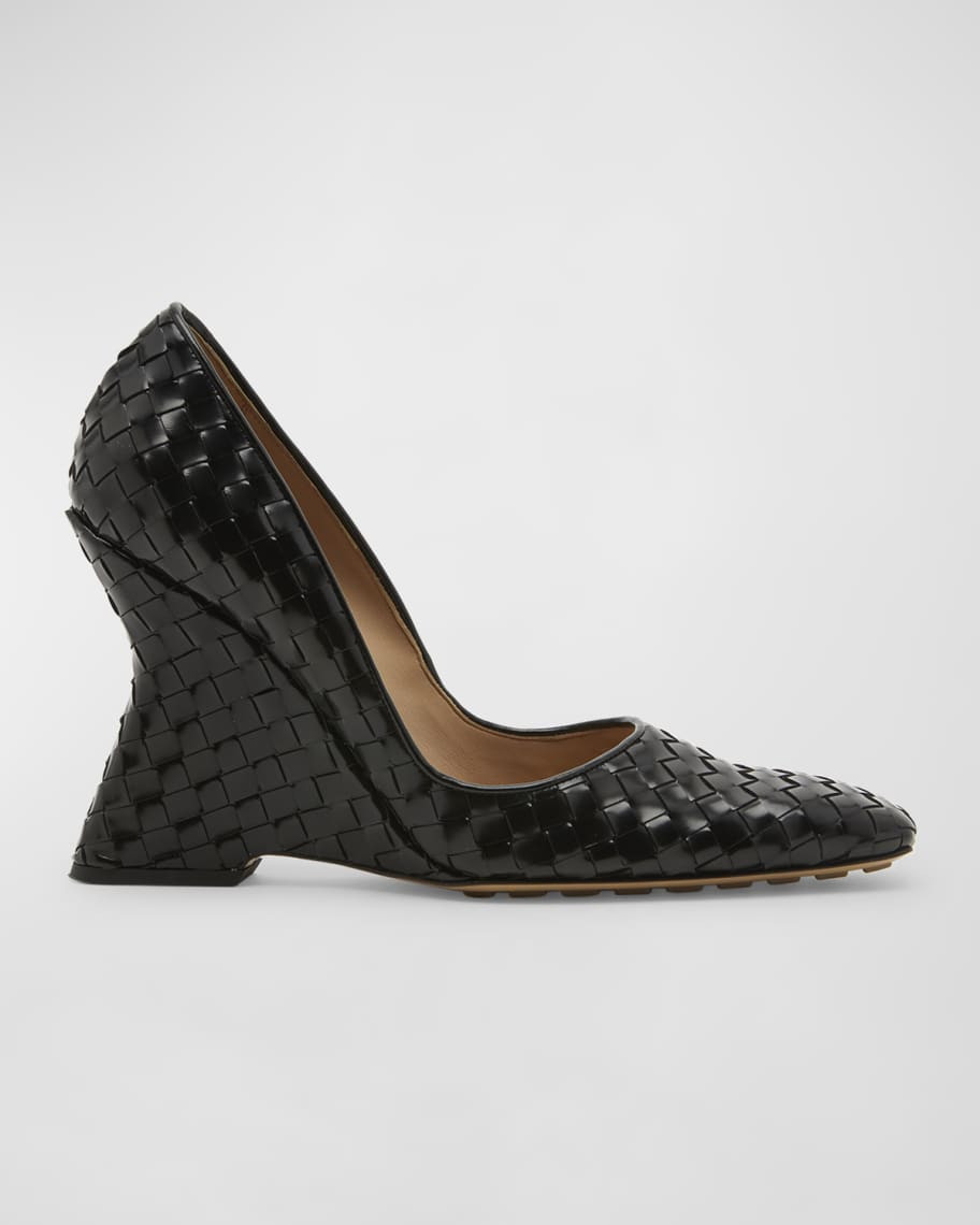 Bottega Veneta Comet Woven Leather Wedge Pumps | Neiman Marcus