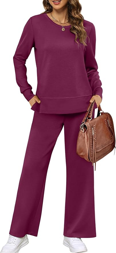 XIEERDUO Women's 2 Piece Lounge Sets Casual Fall Travel Outfits Fashion Wide Leg Tracksuit Cozy S... | Amazon (US)