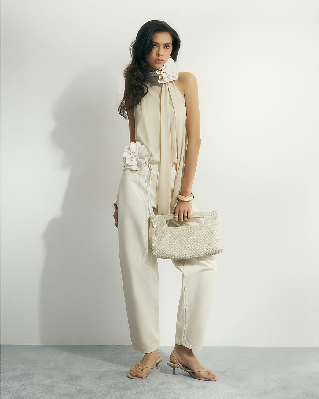 Cream Barrel Leg Jeans | River Island UK & IE