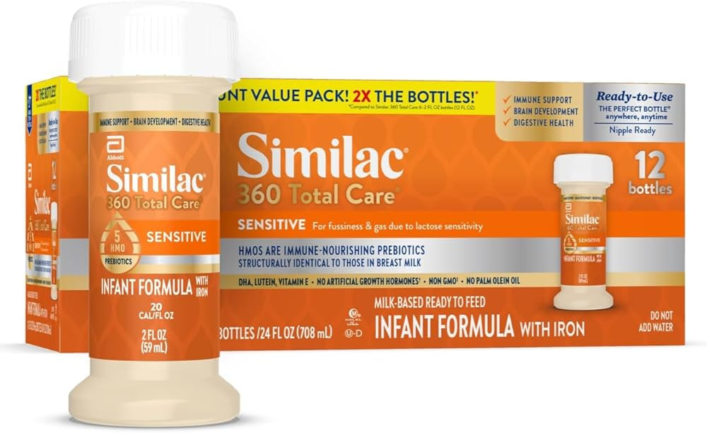Similac 360 Total Care Sensitive Infant Formula for Fussiness & Gas Due to Lactose Sensitivity, H... | Amazon (US)