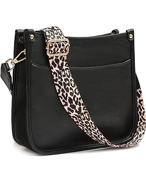 KOGTLA Women's Crossbody Shoulder Bag with Leopard Guitar Strap,Vegan Faux Leather Purse Handbag ... | Amazon (US)