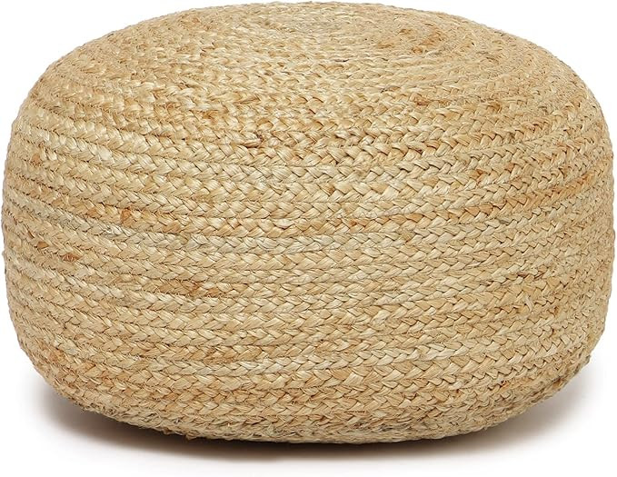 · REDEARTH · Jute Cirular Low Pouf Ottoman - Braided Pouffe Accent Chair Round Seat Footrest fo... | Amazon (US)