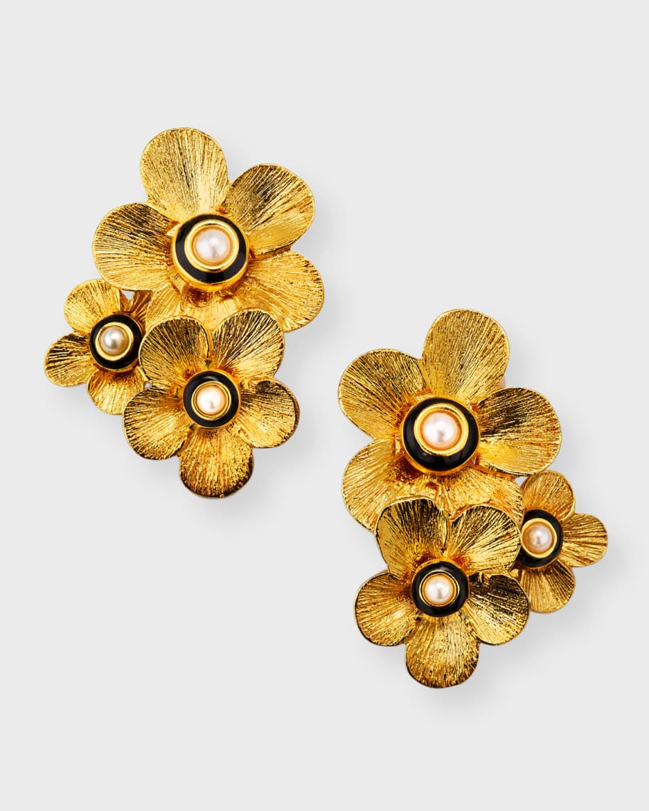 Gold Flower Cluster Clip-On Earrings | Neiman Marcus