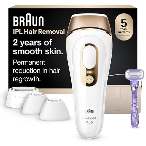 Braun IPL, Silk·Expert Pro 5, IPL Hair Removal for Women and Men, Permanent Laser Hair Reduction At-Home, 4 Heads, IPL5347 | Amazon (US)