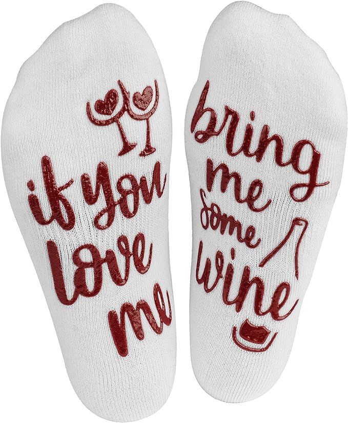 Haute Soiree ‘If You Love Me, Bring Me Some Wine’ Funny Novelty Socks For Women - Ankle Lengt... | Amazon (US)