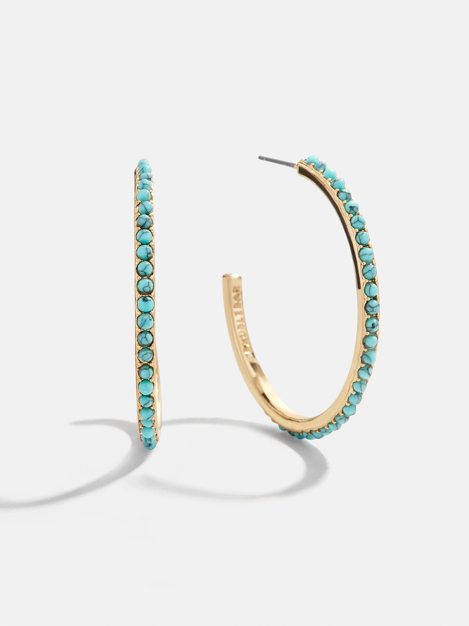 Nina Semi-Precious Hoop Earrings - Gold/Turquoise | BaubleBar