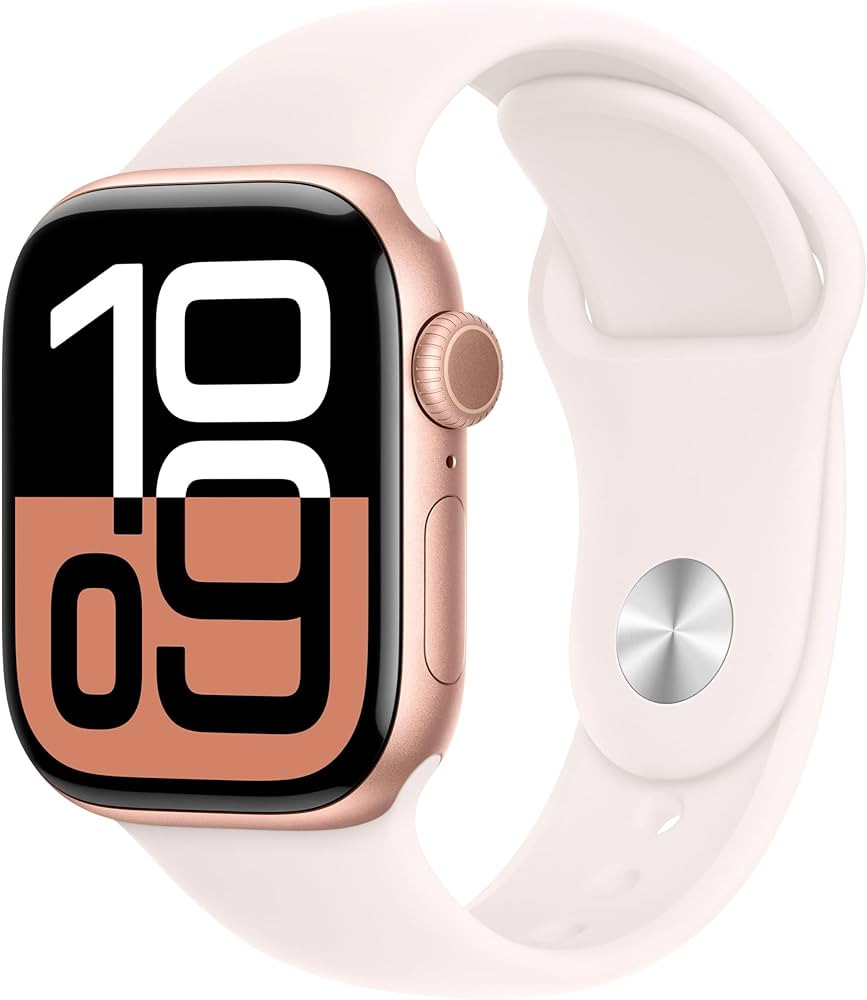 Apple Watch Series 10 [GPS, 42mm] - Rose Gold Aluminum Case with Light Blush Sport Band, S/M (Ren... | Amazon (US)