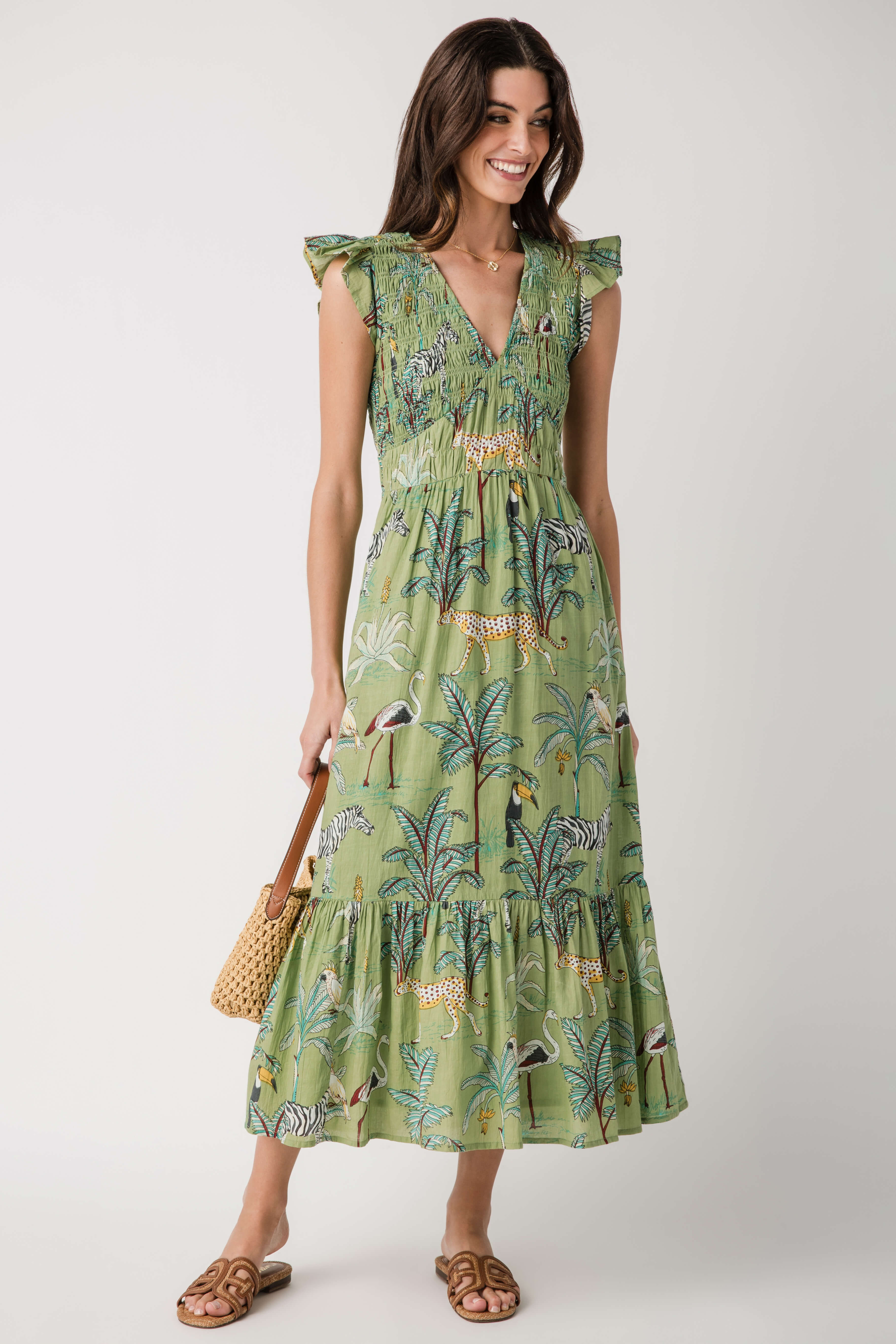 THML Animal Print Tiered Maxi Dress | Social Threads