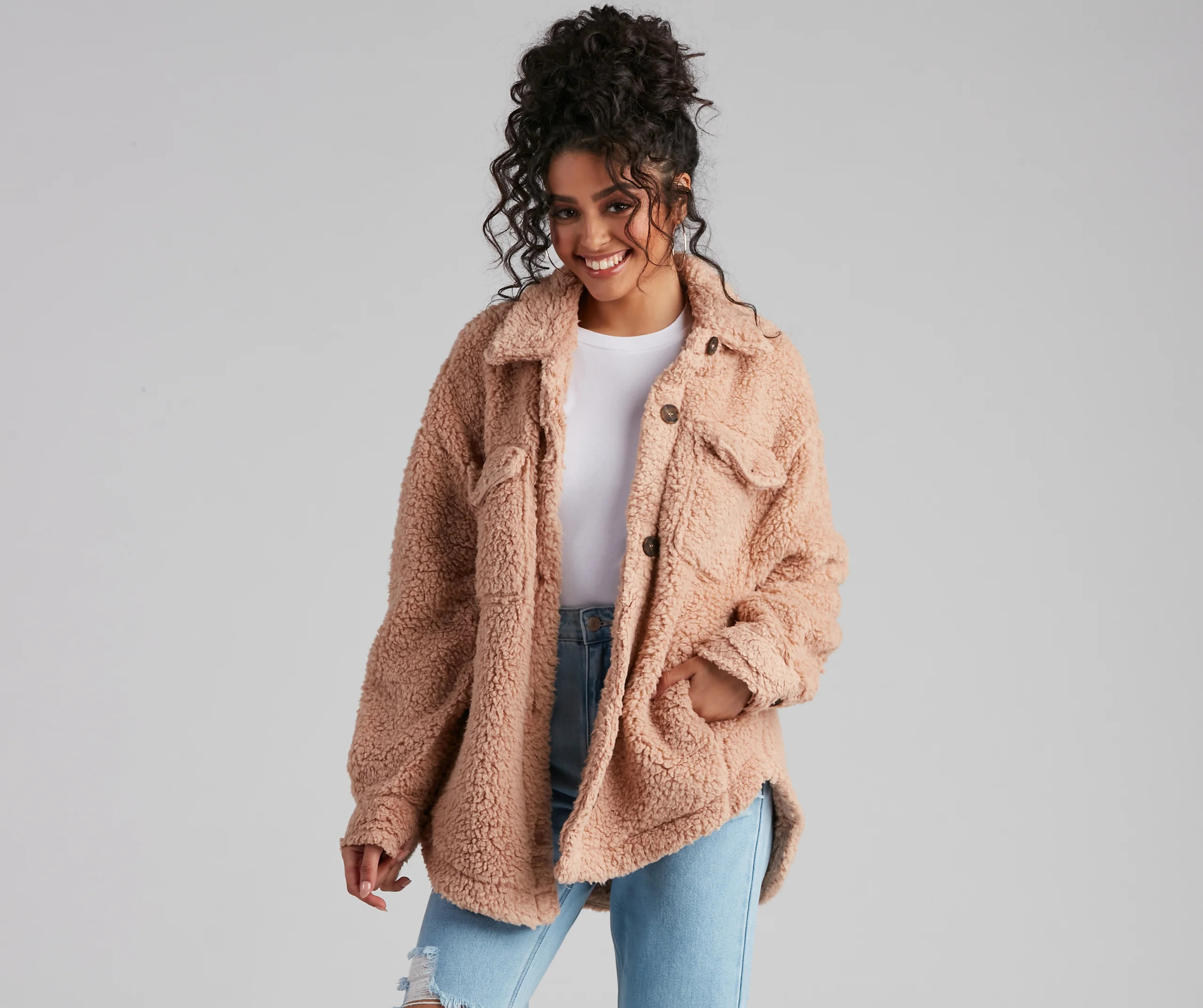All About Knit Sherpa Shacket | Windsor Stores
