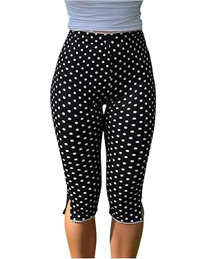 Milumia Women's Plaid Print Capri Leggings Low Waisted Split Hem Cropped Pants | Amazon (US)