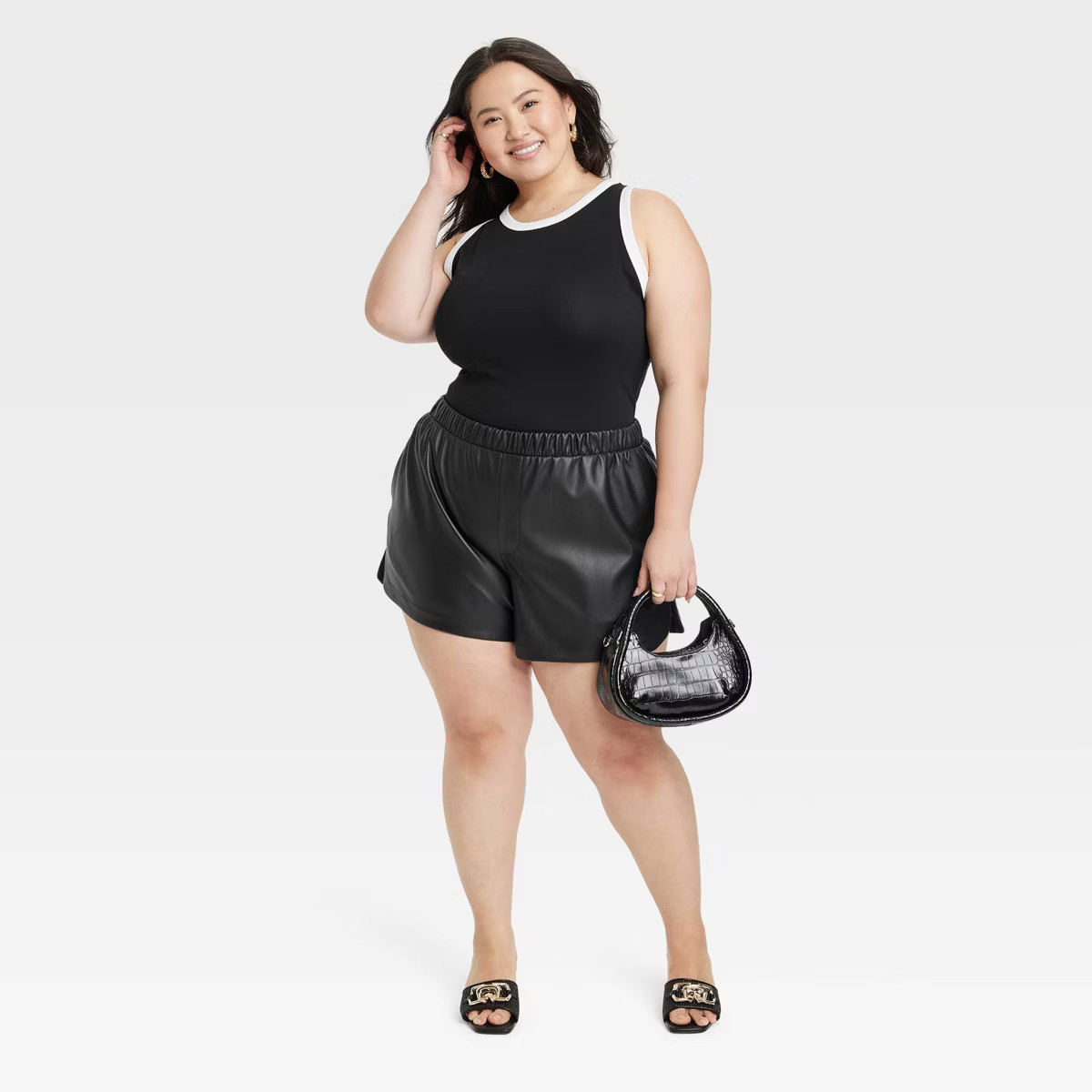 Women's Slim Fit Ribbed High Neck Tank Top - A New Day™ White 4X | Target