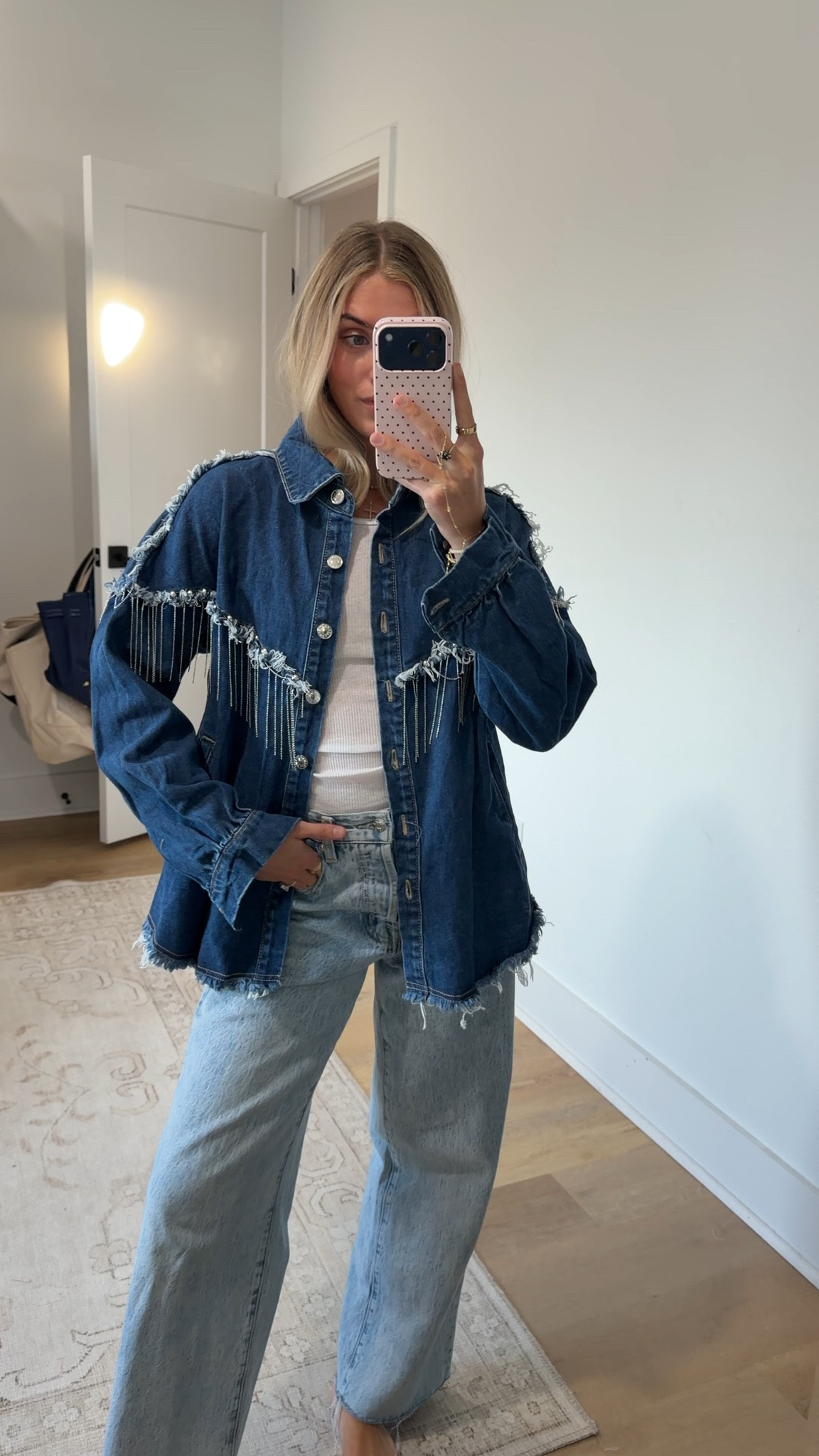 Amazon size small Daacee Women Oversized Fringe Denim Jacket Sparkly Tassel Western Coat
Black Jean Jackets with Frayed Hem, Plus Sizes, Side Pockets. Perfect for Rodeo, Nashville, Country Concerts, and Daily Wear

#LTKootd #LTKSeasonal #LTKSaleAlert