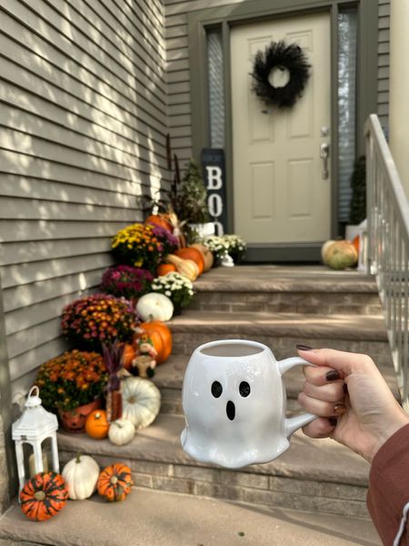Ghost mug // front steps Halloween 

#LTKfindsunder50 #LTKHalloween #LTKhome