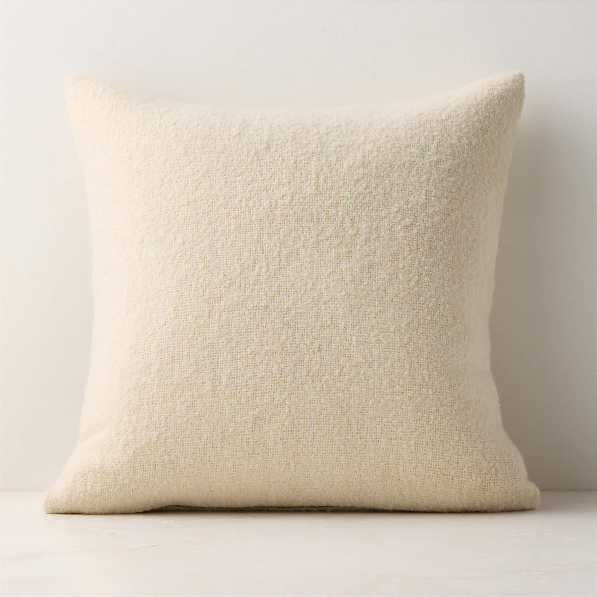 Demi Warm White Merino Wool Boucle Throw Pillow Cover 20"x20" + Reviews | CB2 | CB2