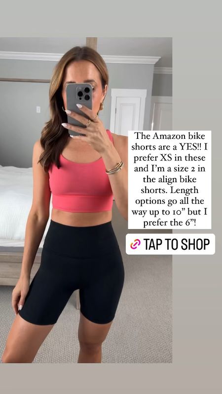 Amazon bike shorts in XS, 6”. Comes in multiple lengths. Seamless fabric and so good! Lululemon energy bra longline, sz 4. Peloton outfit. Workout outfit. Pottery barn canopy bed. 

#LTKActive #LTKfindsunder50 #LTKfitness