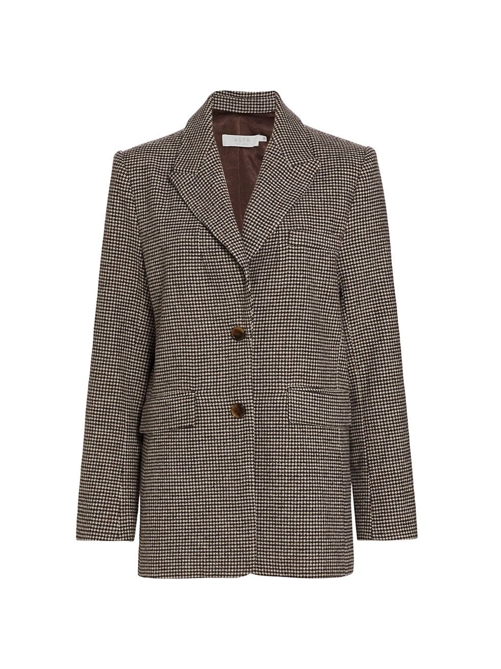 ASTR The Label Pauline Single-Breasted Houndstooth Blazer | Saks Fifth Avenue