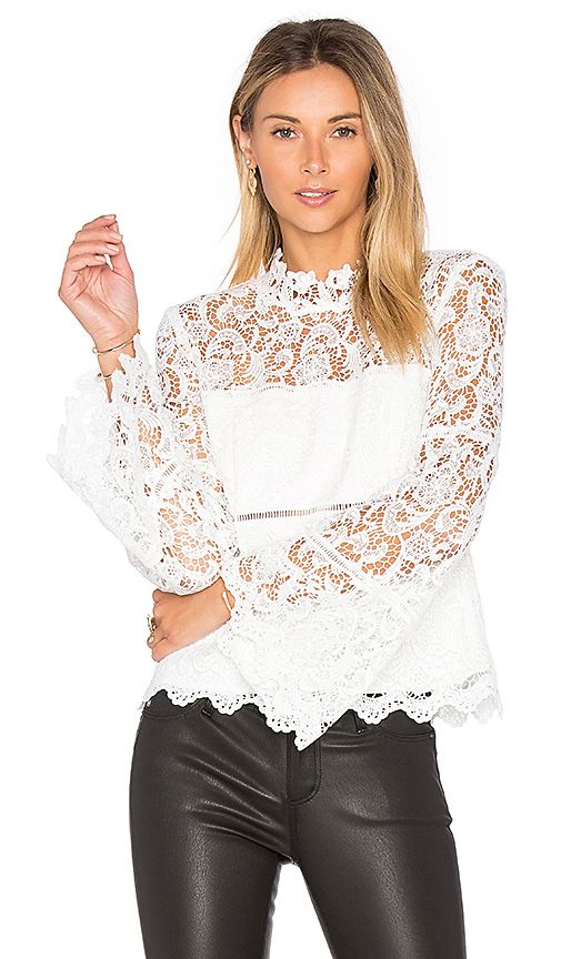 Bardot x REVOLVE Sansa Lace Top in White. - size Aus 10 / US S (also in Aus 8 / US XS) | Revolve Clothing