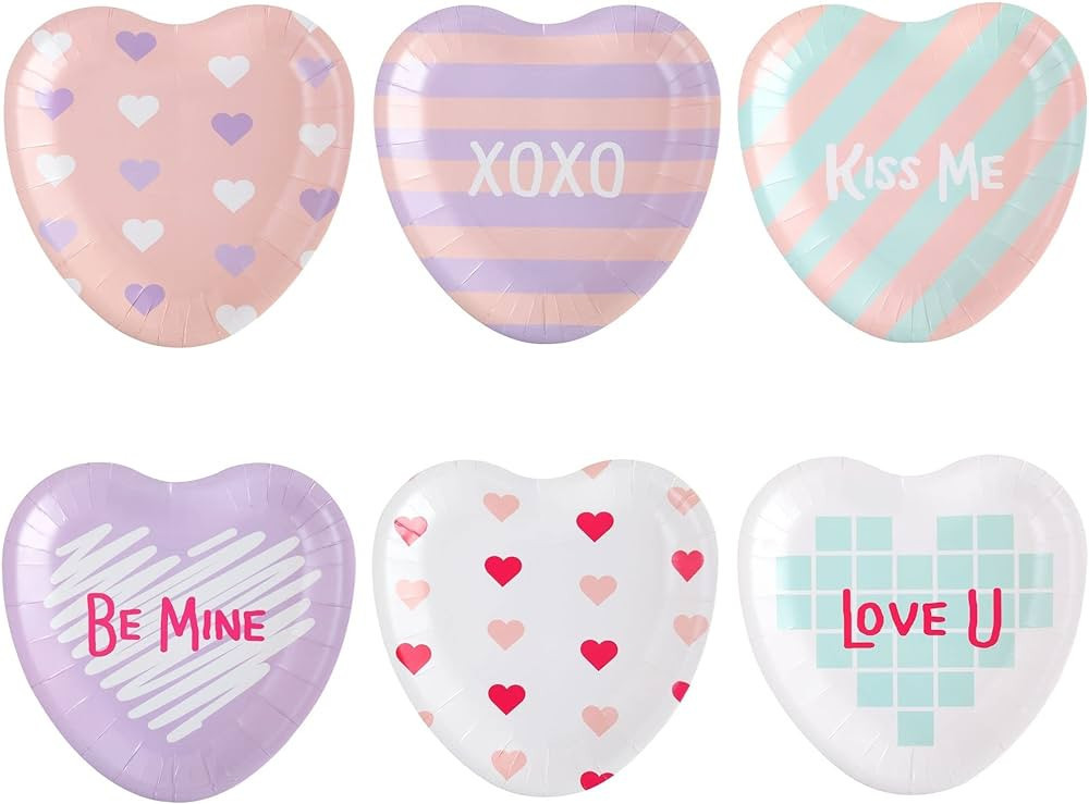 Winoo Design Heart Plates - 60 PK - Paper Heart Shaped Plates for Valentines Day Decor Valentine'... | Amazon (US)