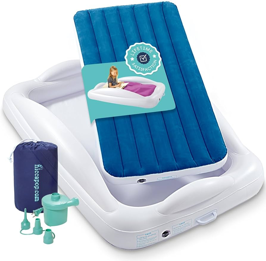 Hiccapop Inflatable Toddler Travel Bed with Safety Bumpers [4-Sided] | Portable Toddler Bed for K... | Amazon (US)