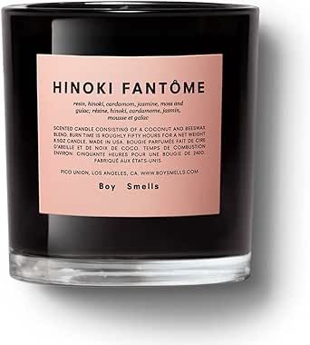 Hinoki Fantome Boy Smells Candle. 50 Hour Long Burn. Coconut and Beeswax Blend. Luxury Scented Ca... | Amazon (US)