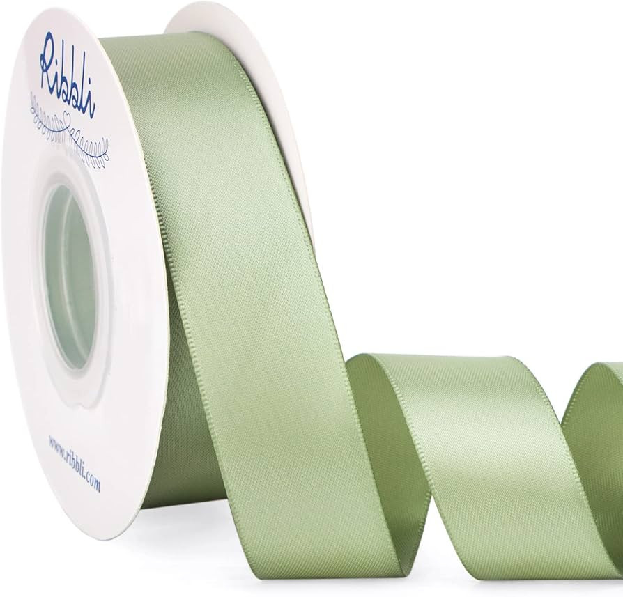 Ribbli Dusty Sage Satin Ribbon Double Faced Satin 1 Inch x Continuous 25 Yards-Sage Green Ribbon ... | Amazon (US)