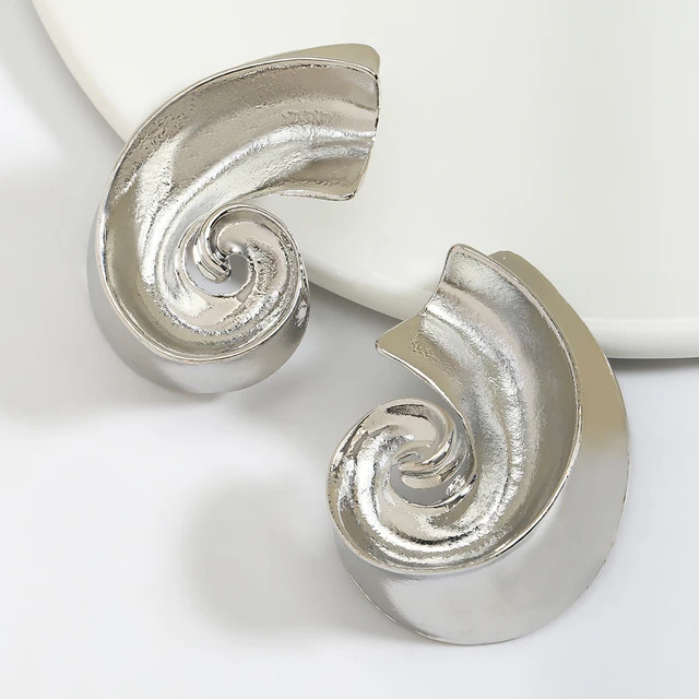 HUANQI-Boucles d'Oreilles en Forme d'Escargot en Spirale, Bijoux Créatifs Semi-Circulaires en Al... | Aliexpress EU
