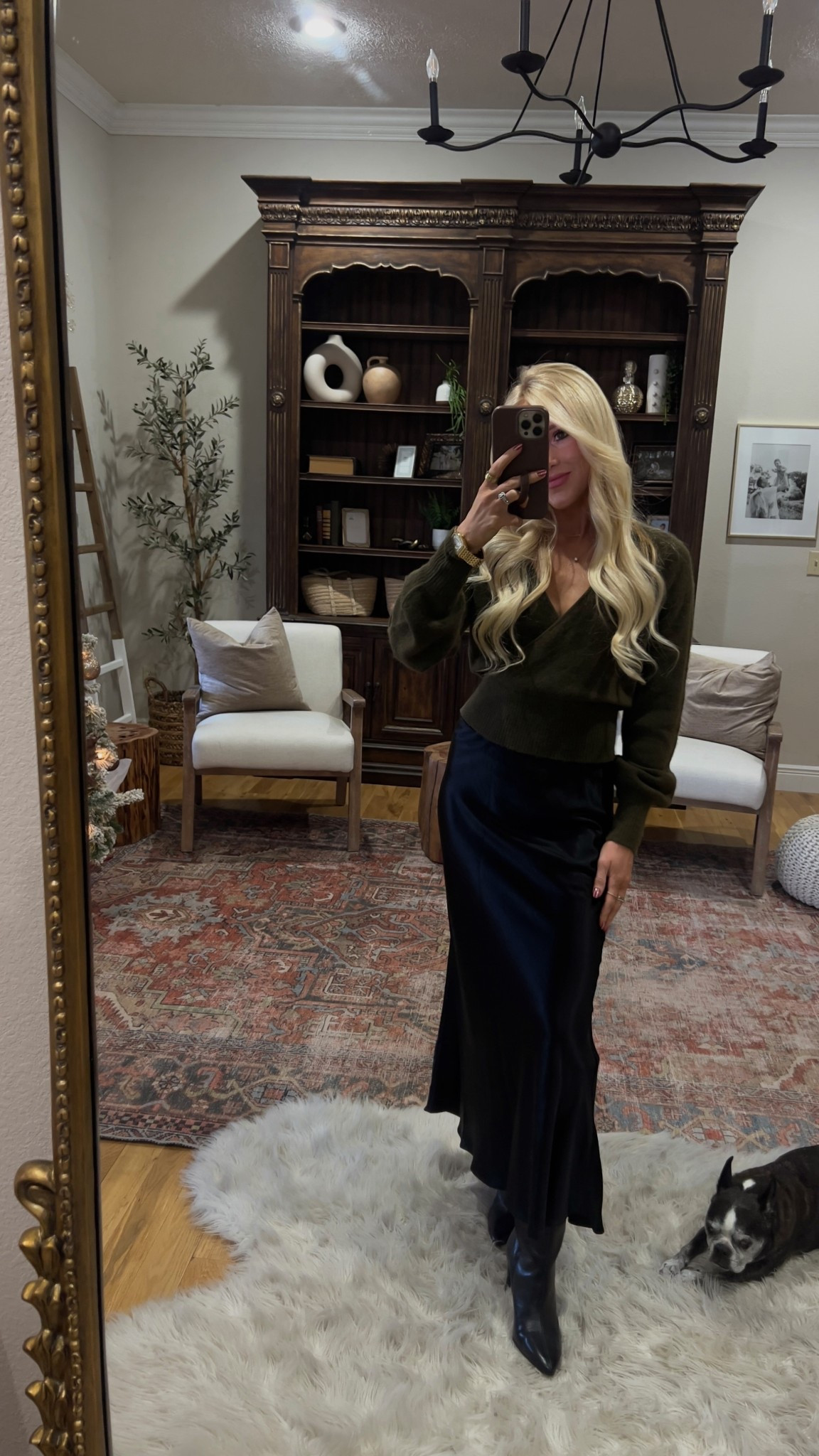 Love this Aritzia sweater🤍 So soft, the green color is stunning in person and the fit is so flattering! Wearing an XS | Wilfred SoftSpoke Dear Sweater

#LTKootd #LTKHoliday #LTKPetite