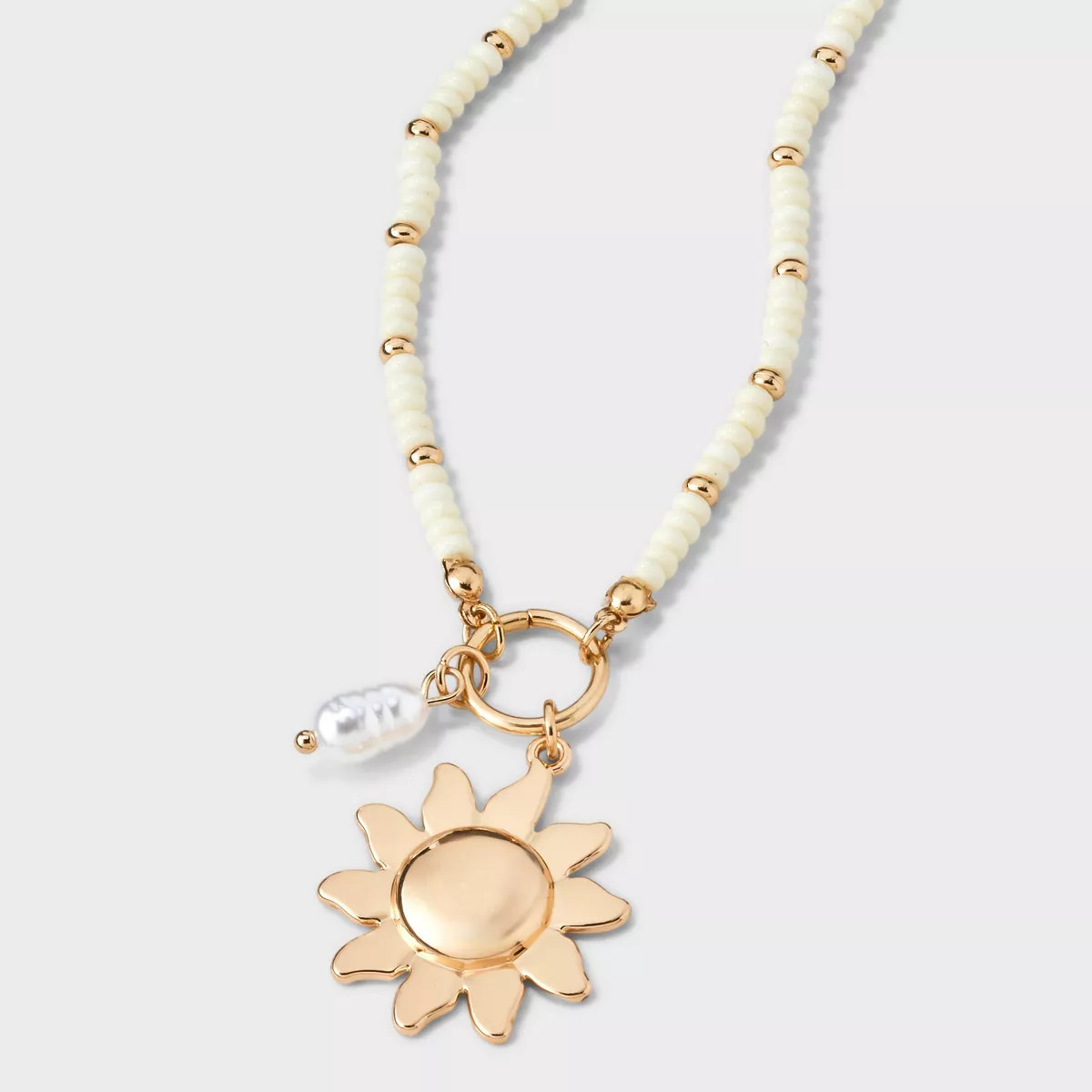 Seedbead Sun Charm Pendant Necklace - A New Day™ White | Target