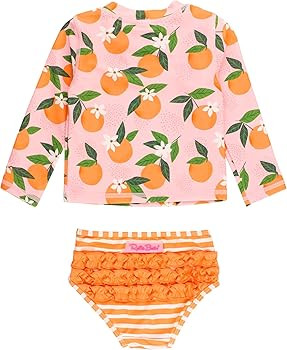 RuffleButts® Baby/Toddler Girls Long Sleeve Rash Guard 2 Piece Swimsuit Set w/UPF 50+ Sun Protec... | Amazon (US)