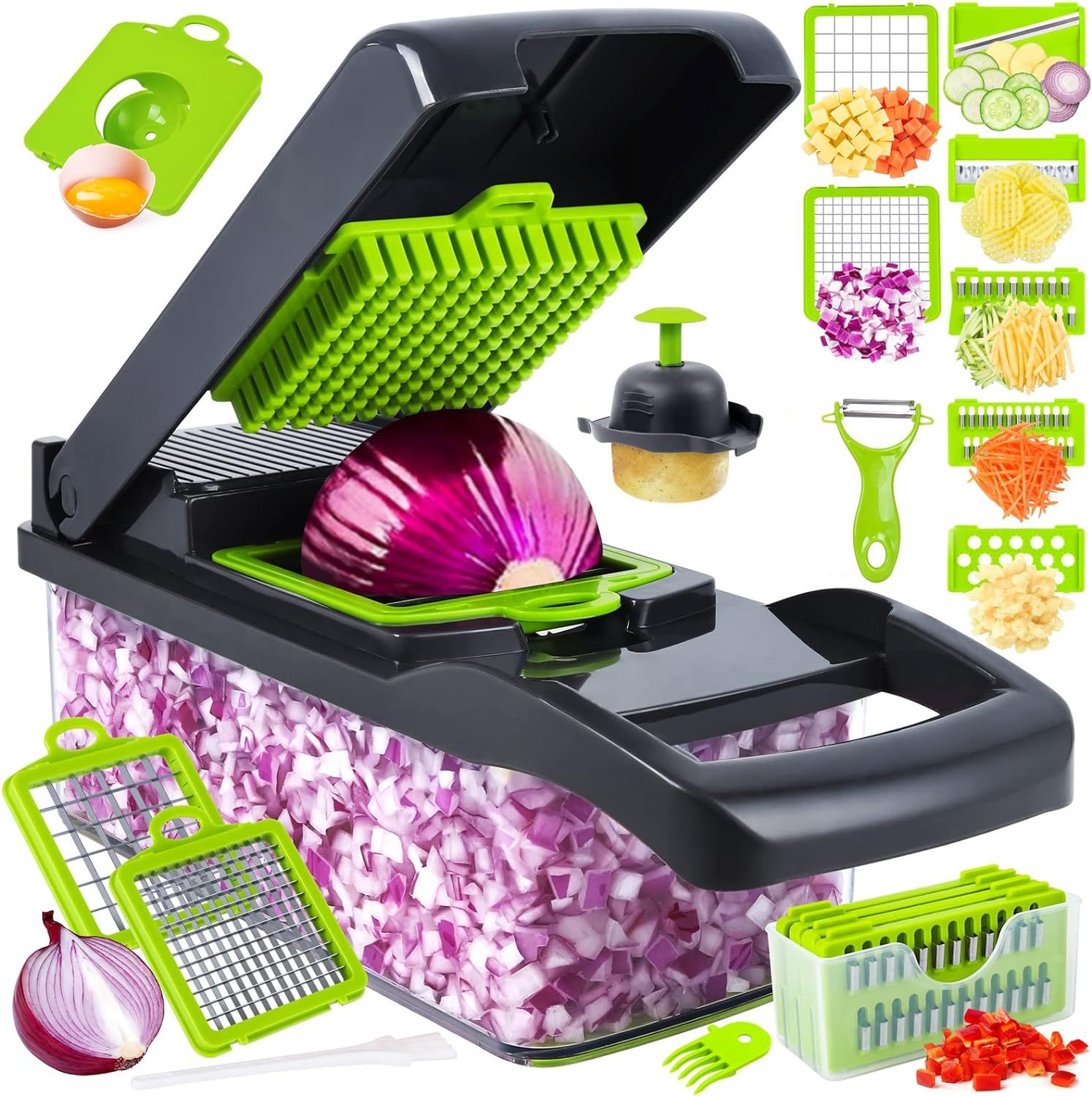 Vegetable Chopper, Pro Onion Chopper, 14 in 1Multifunctional Food Chopper, Kitchen Vegetable Slic... | Amazon (US)