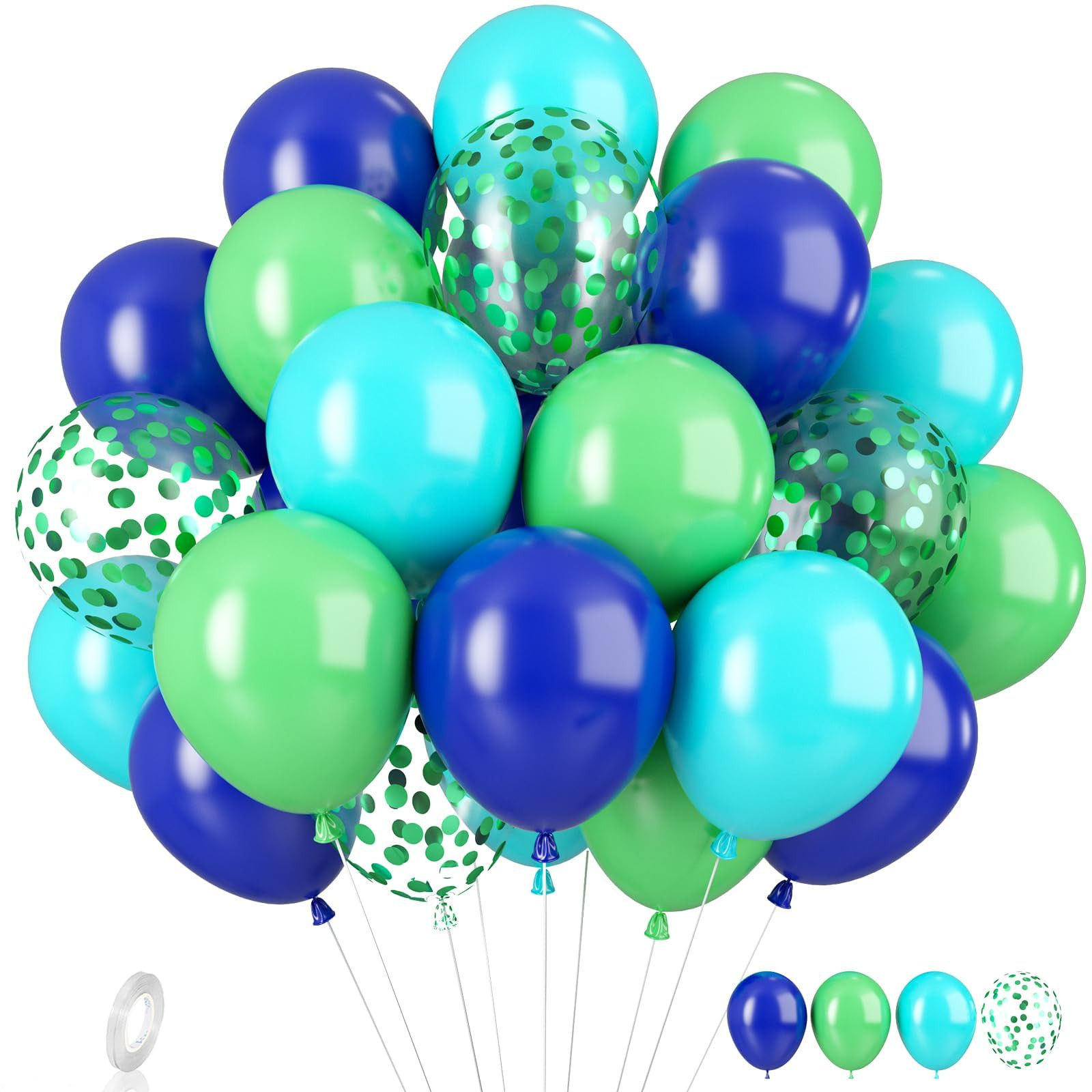 Blue and Green Birthday Balloons, 35pcs Confetti and Latex Balloons for Boys Birthday, Baby Showe... | Amazon (US)