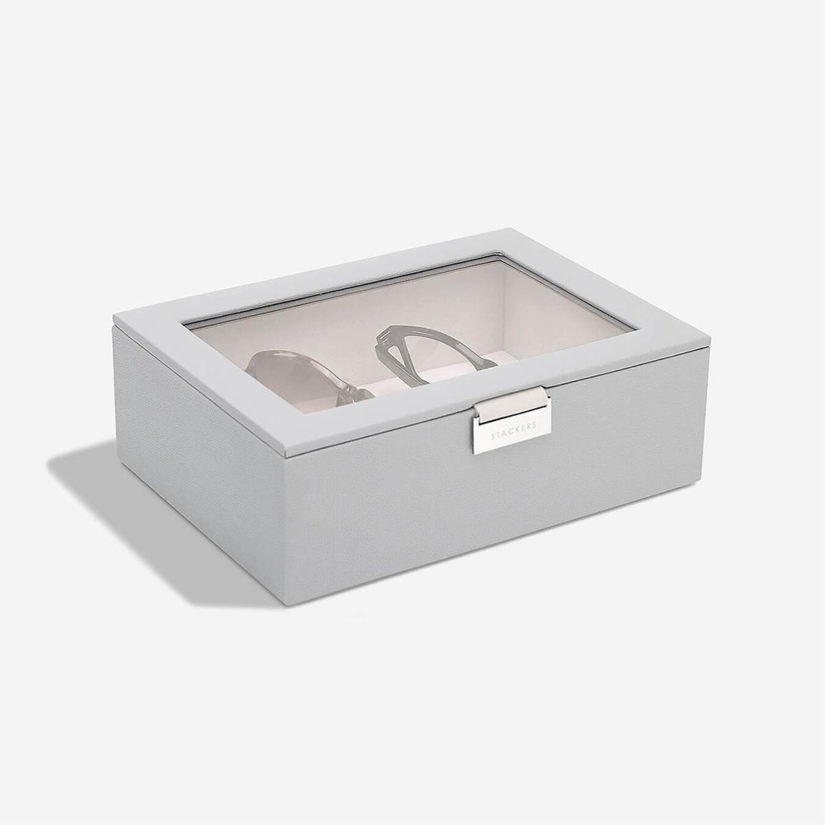 Stackers Pebble Grey Classic Lidded Eyewear Storage Box | The Container Store
